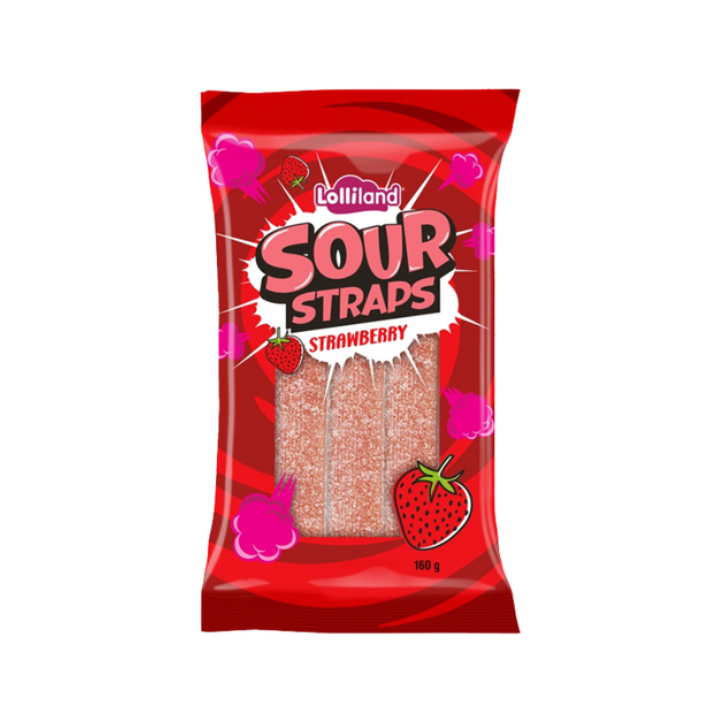 Lolliland Sour Straps Strawberry 160g x 12