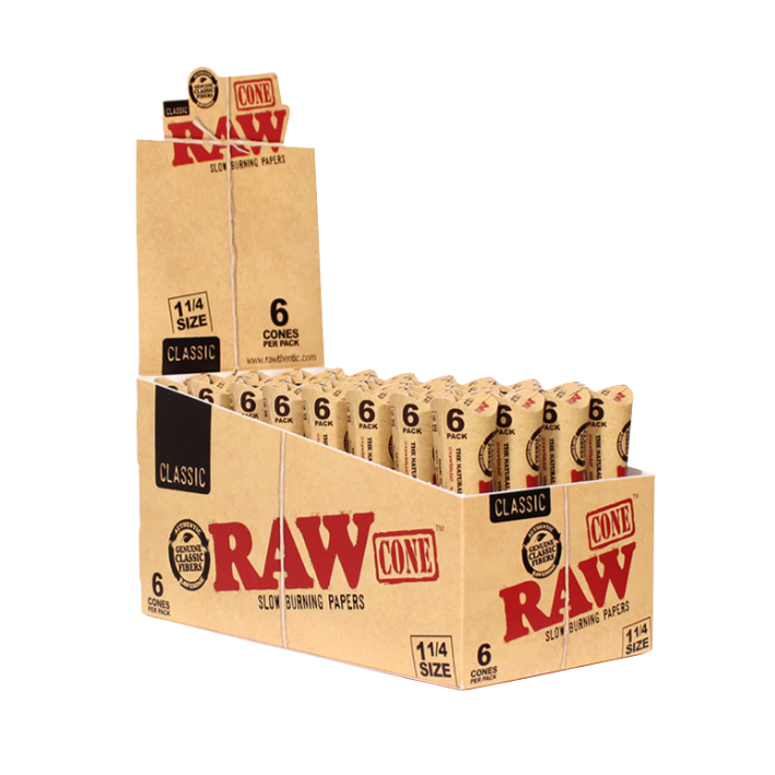 Raw Cone 1 1/4 6pk Classic x 32