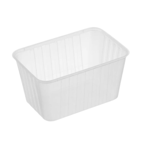 Genfac 1500ml Ribbed Rectangular Clear Container x 250