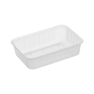 Genfac 680ml Ribbed Rectangular Clear Container x 500